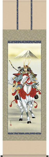 端午の節句　掛け軸 白馬武者　(掛軸/壁掛け/子供の日/男の子/出産祝い/こどもの日/初節句/送料無料)