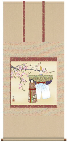 掛け軸ひな祭り 立雛 掛け軸 【桃の節句】 掛軸(雛祭り/お雛様/雛/ひな祭り/お