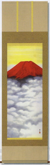 楽天市場】縁起の良い富士山の掛け軸 赤富士 高級桐箱付 : 美術工芸の檜屋