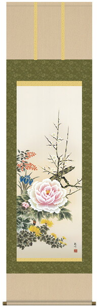 四季花　掛軸｜襖（ふすま）・掛け軸屋 和紙苑