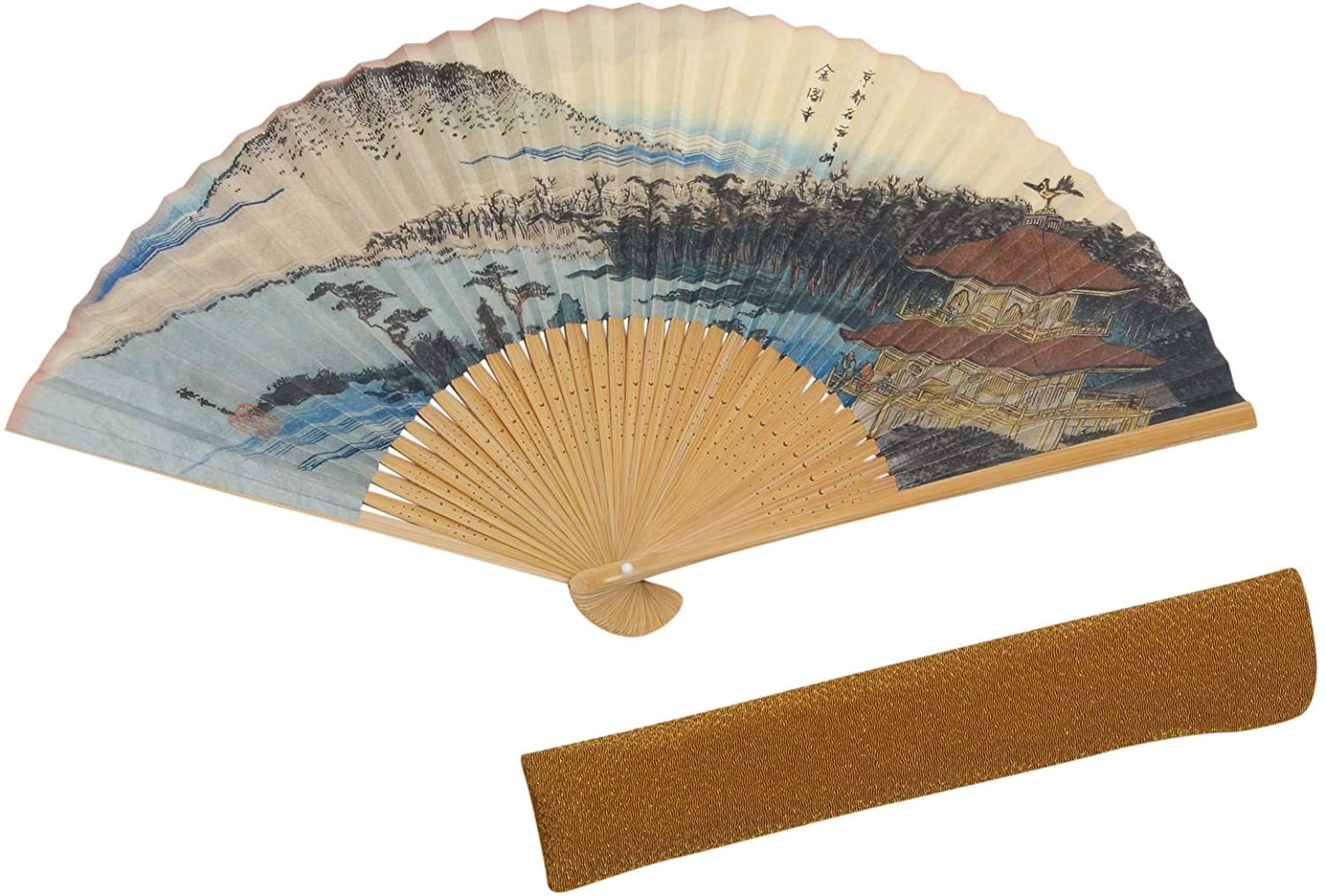 レビューで送料無料 京扇子 金閣寺 両面扇子 京都職人 手作り 扇子袋付き 化粧箱入り ハセガワ 着物小物 おしゃれ 想像を超えての Ctcvnhcmc Vn