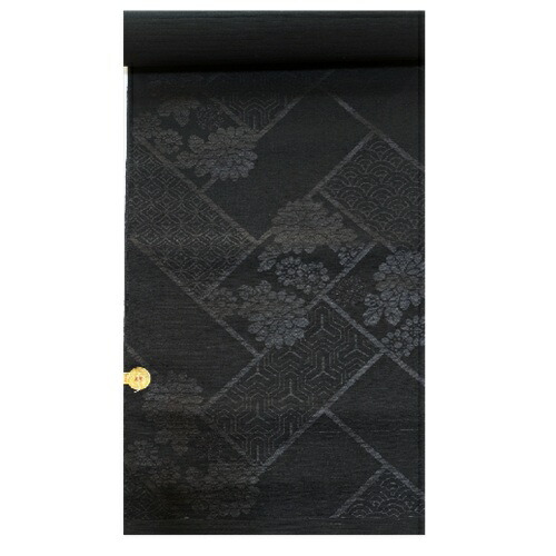 楽天市場】正絹黒共 九寸名古屋帯 喪服帯 綴 冬用 露芝雪輪文