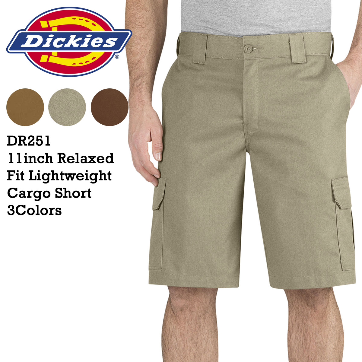 dickies khaki cargo shorts