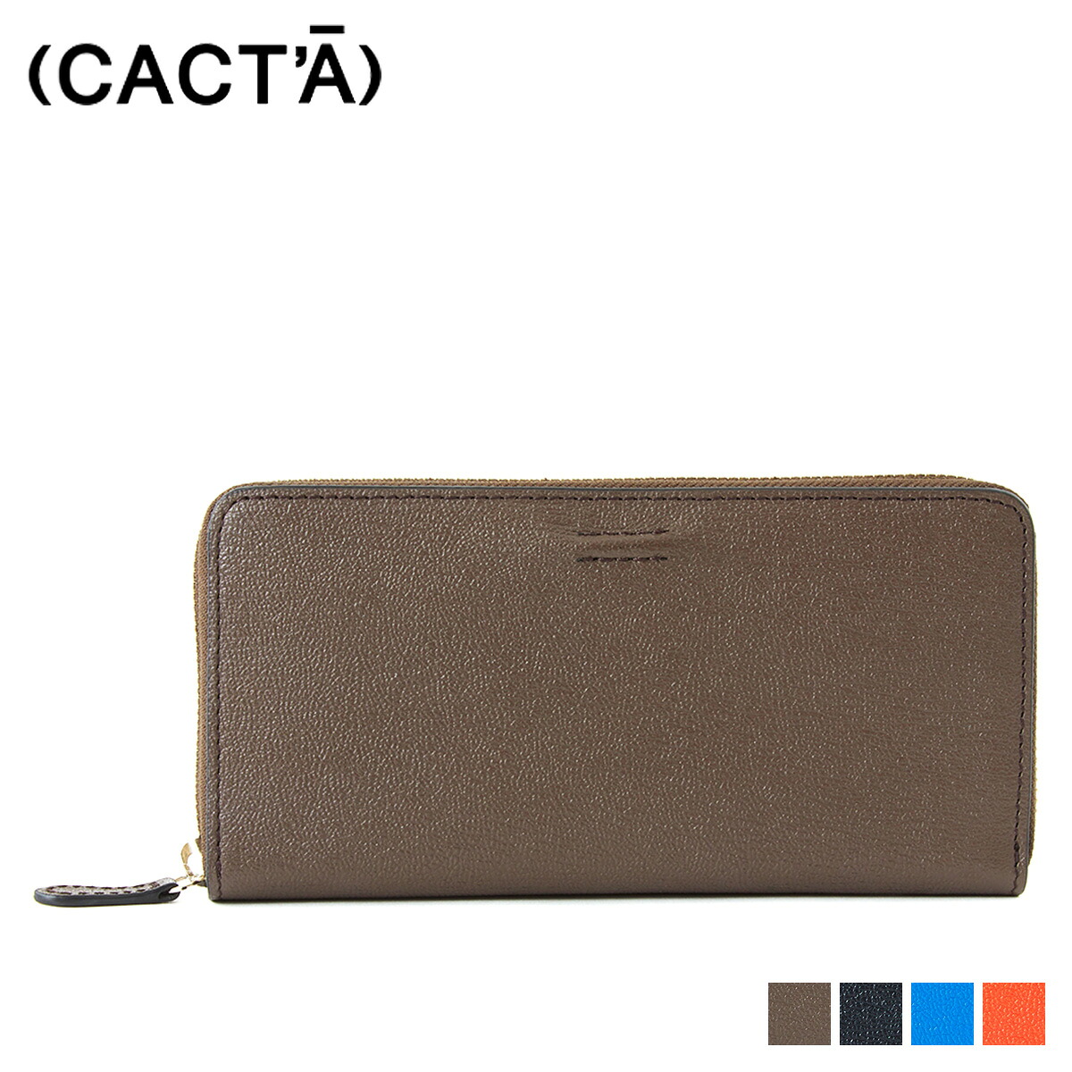 CACTA CHIP LONG WALLET カクタ 財布 長財布 メンズ レディース ラウンドファスナー 本革 グレー ネイビー ブルー オンレジ 2001