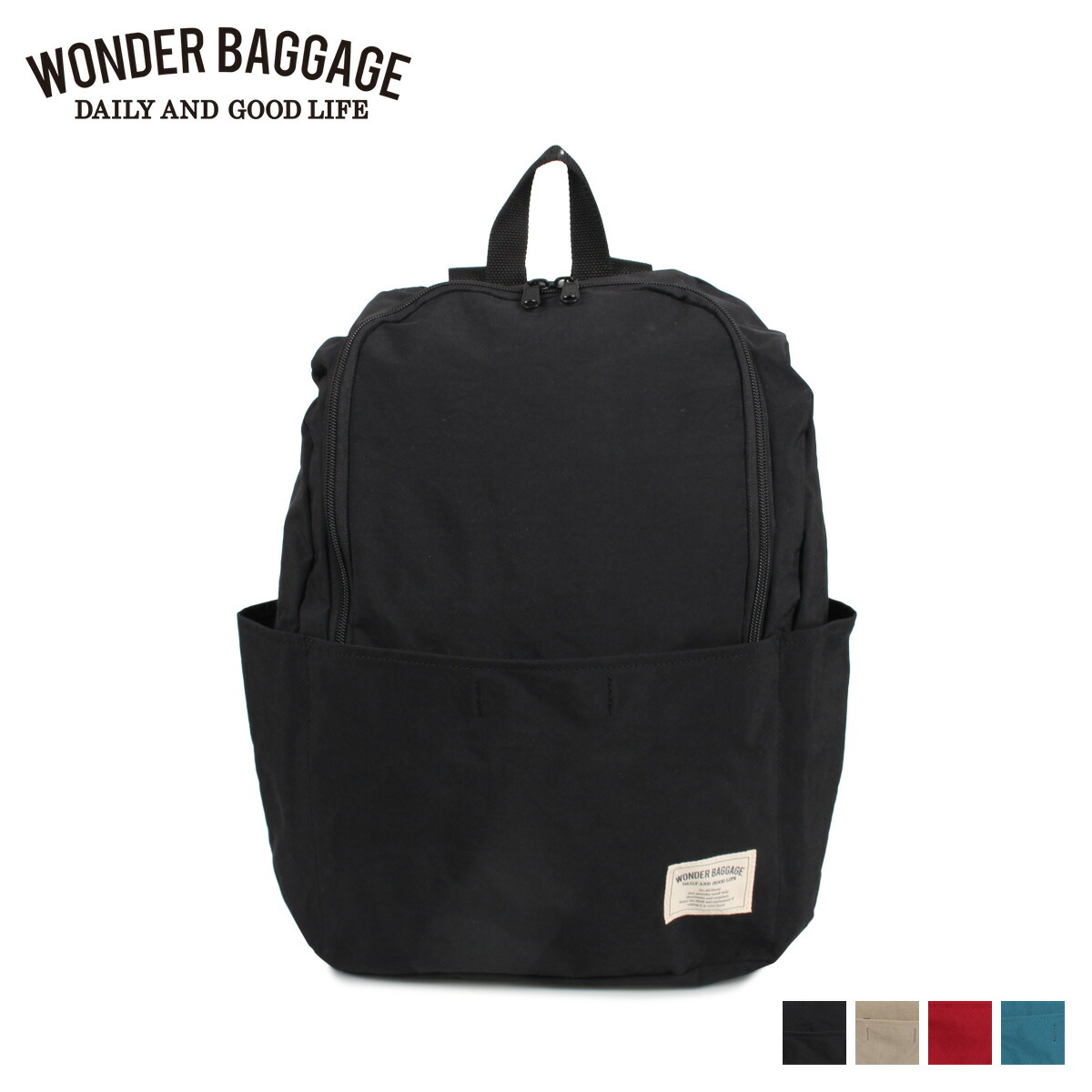WONDER BAGGAGE SUNNY FUN DAY BAG ワンダーバゲージ 背嚢 御徒面子 うしろ側容器に並べる メンズ レディース 19L 黒いこと ベージュ 赤いこと 青緑色 黒