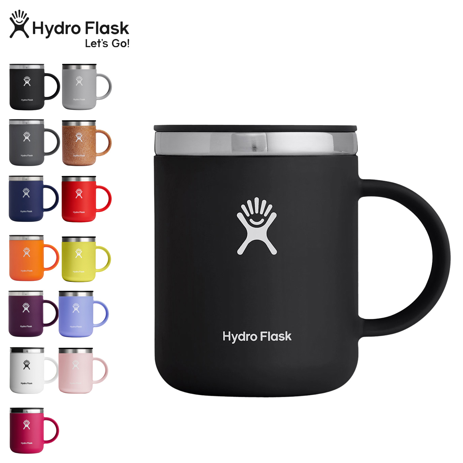 Hydro Flask CLOSEABLE COFFEE MUG ハイドロフラスク コーヒーマグ マグカップ コーヒーカップ 保温 ステンレス フタ付 ブラック グレー ネイビー オレンジ パープル 黒 5089331 アウトドア画像