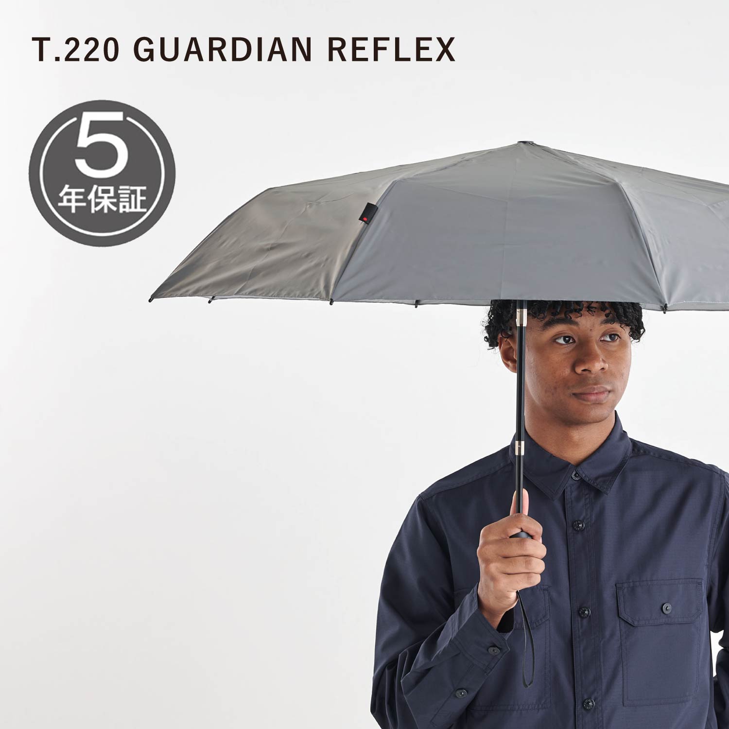 Knirps T.220 GUARDIAN REFLEX クニルプス 折りたたみ傘 自動開閉 軽量 コンパクト ガーディアン リフレックス メンズ レディース 雨傘 ワンタッチ リフレクター グレー KNTL220-4115R 母の日