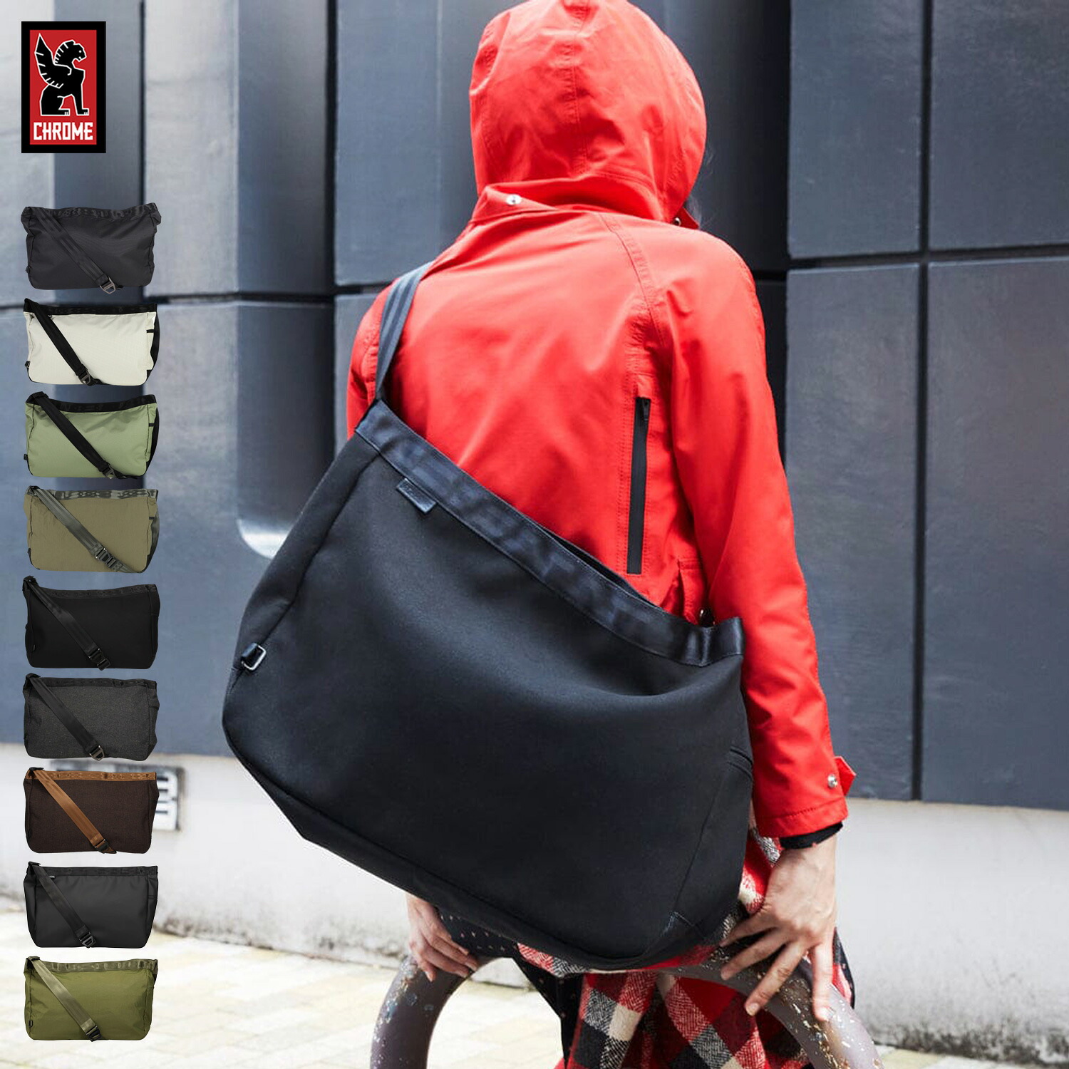 【最大1000円OFFクーポン発行中】 CHROME NEWSPAPER MESSENGER クローム バッグ ショルダーバッグ メッセンジャーバッグ メンズ レディース 26L 耐水 ブラック ホワイト グリーン 黒 白 JP197 母の日
