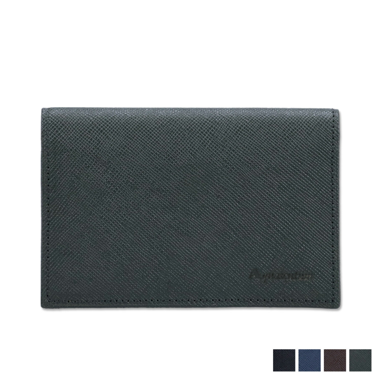 【最大1000円OFFクーポン発行中】 AQUASCUTUM BIRMINGHAM アクアスキュータム カードケース 名刺入れ 定期入れ パスケース バーミンガム メンズ 本革 スリム 型押し ブラック ネイビー ダーク ブラウン グリーン 黒 AQ-508010