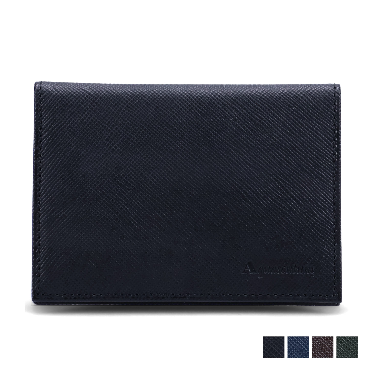 【最大1000円OFFクーポン発行中】 AQUASCUTUM BIRMINGHAM アクアスキュータム カードケース 名刺入れ 定期入れ パスケース 二つ折り バーミンガム メンズ 本革 スリム ブラック ネイビー ダーク ブラウン グリーン 黒 AQ-508030
