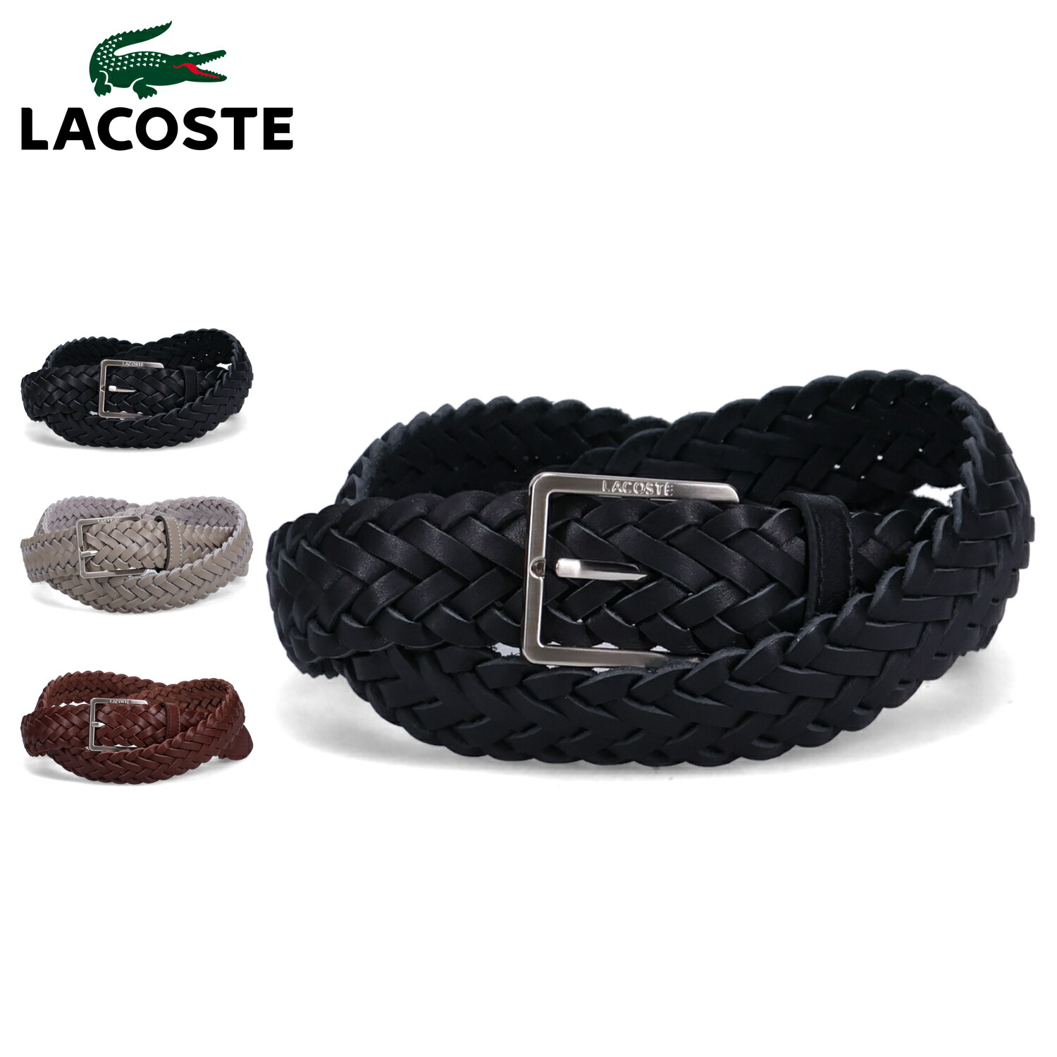 【最大1000円OFFクーポン発行中】 LACOSTE MESH BELT ラコステ ベルト メッシュベルト メンズ ブラック グレー ダーク ブラウン 黒 LB65710