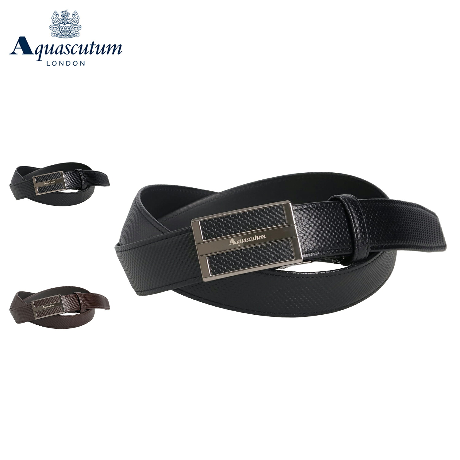 【最大1000円OFFクーポン発行中】 AQUASCUTUM LEATHER BELT アクアスキュータム ベルト レザーベルト メンズ 本革 ビジネス バックル ブラック ブラウン 黒 AQB-00321