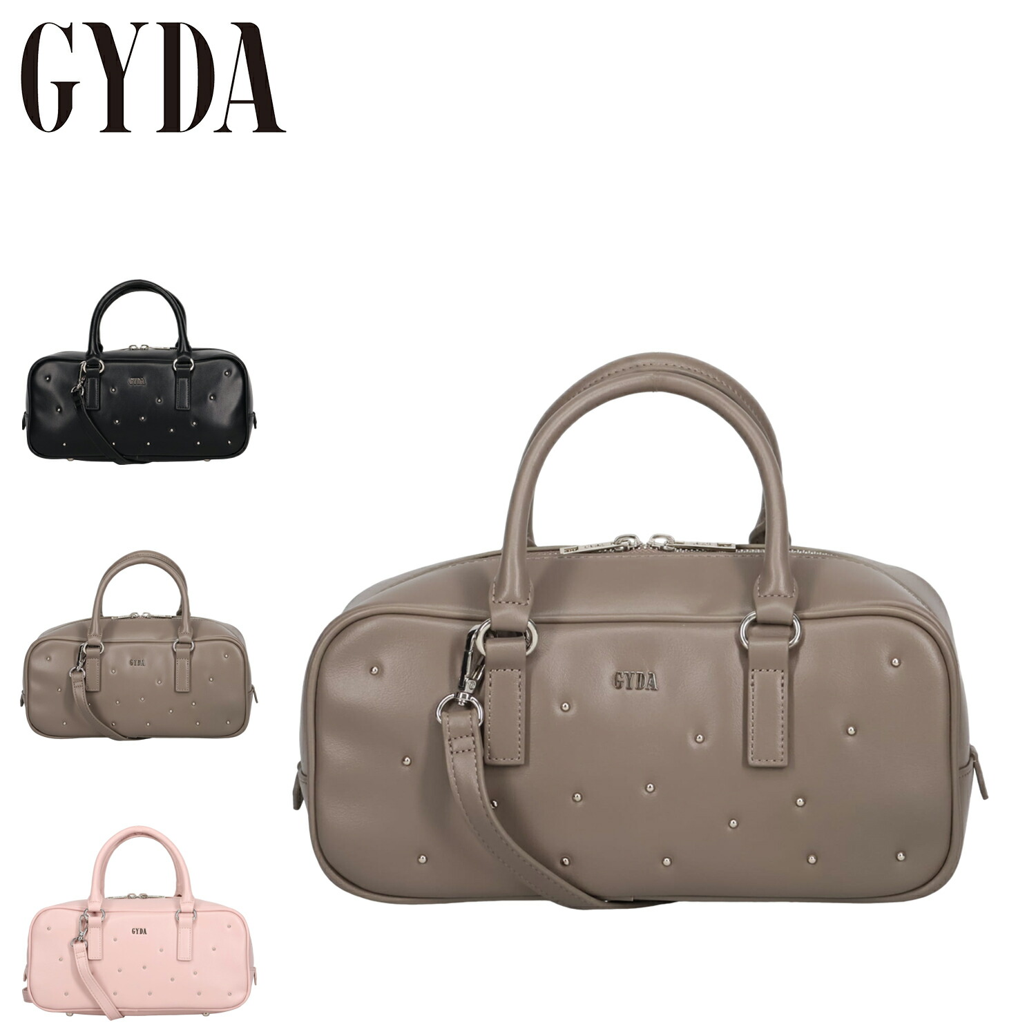 GYDA STUDS SERIES ジェイダ バッグ ボストンバッグ ショルダー スタッズ レディース 斜めがけ 小さめ ブラック グレー ピンク 黒 GY-B234 母の日