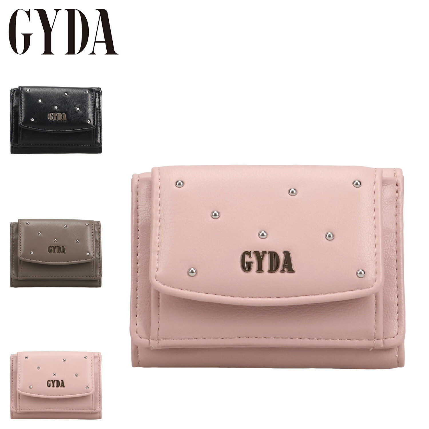 GYDA 黒 三つ折り財布 GYDA ジェイダ 財布 三つ折り がま口 ミニ レディース 口金
