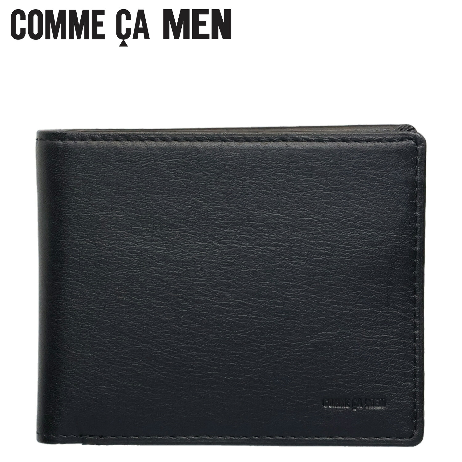 COMME CA MEN FOLDED WALLET コムサメン 財布 二つ折り財布 メンズ レディース 本革 ブラック 黒 5607