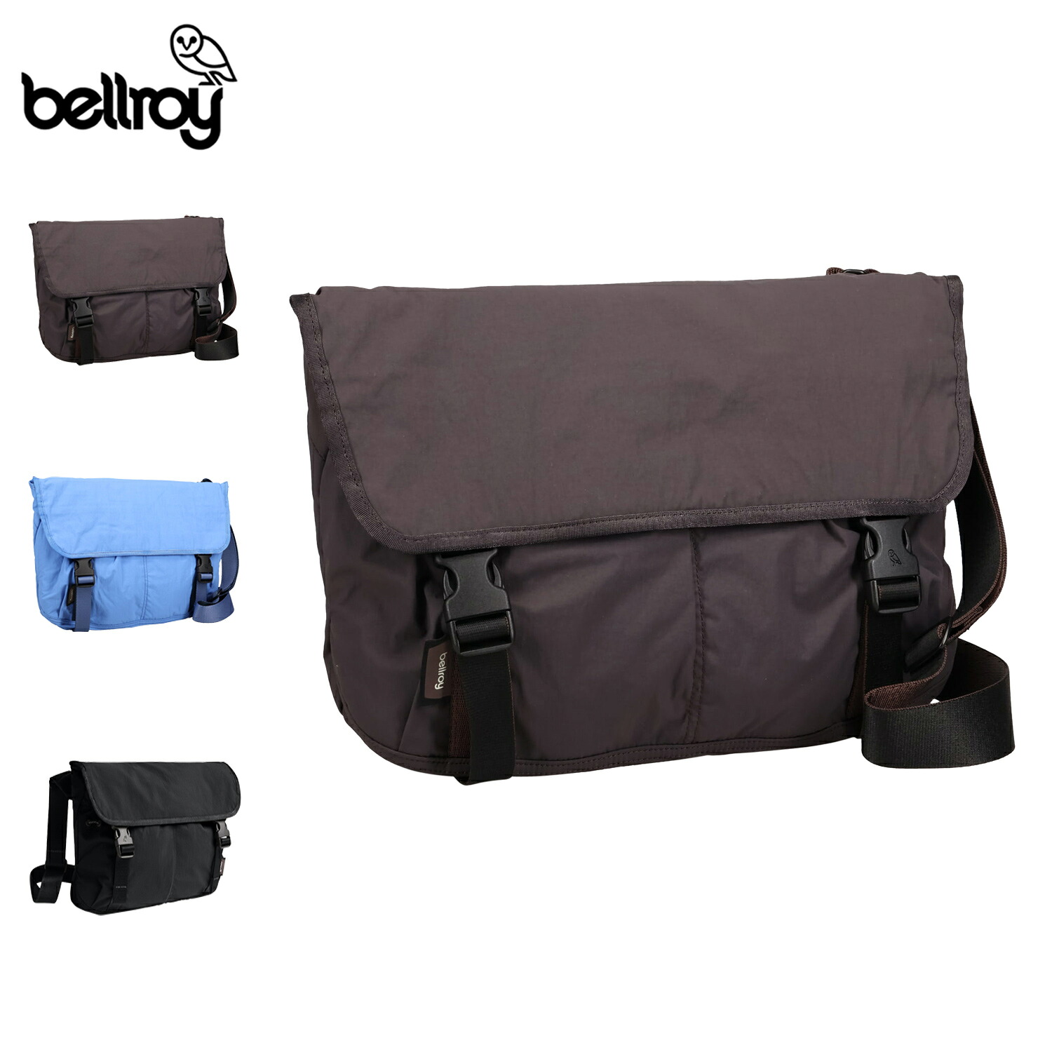 Bellroy CINCH MESSENGER BAG ベルロイ バッグ ショルダーバッグ メッセンジャーバッグ メンズ レディース 12L 大容量 耐水 超軽量 斜めがけ ダーク グレー ブルー ブラック 黒｜Goods Lab＋