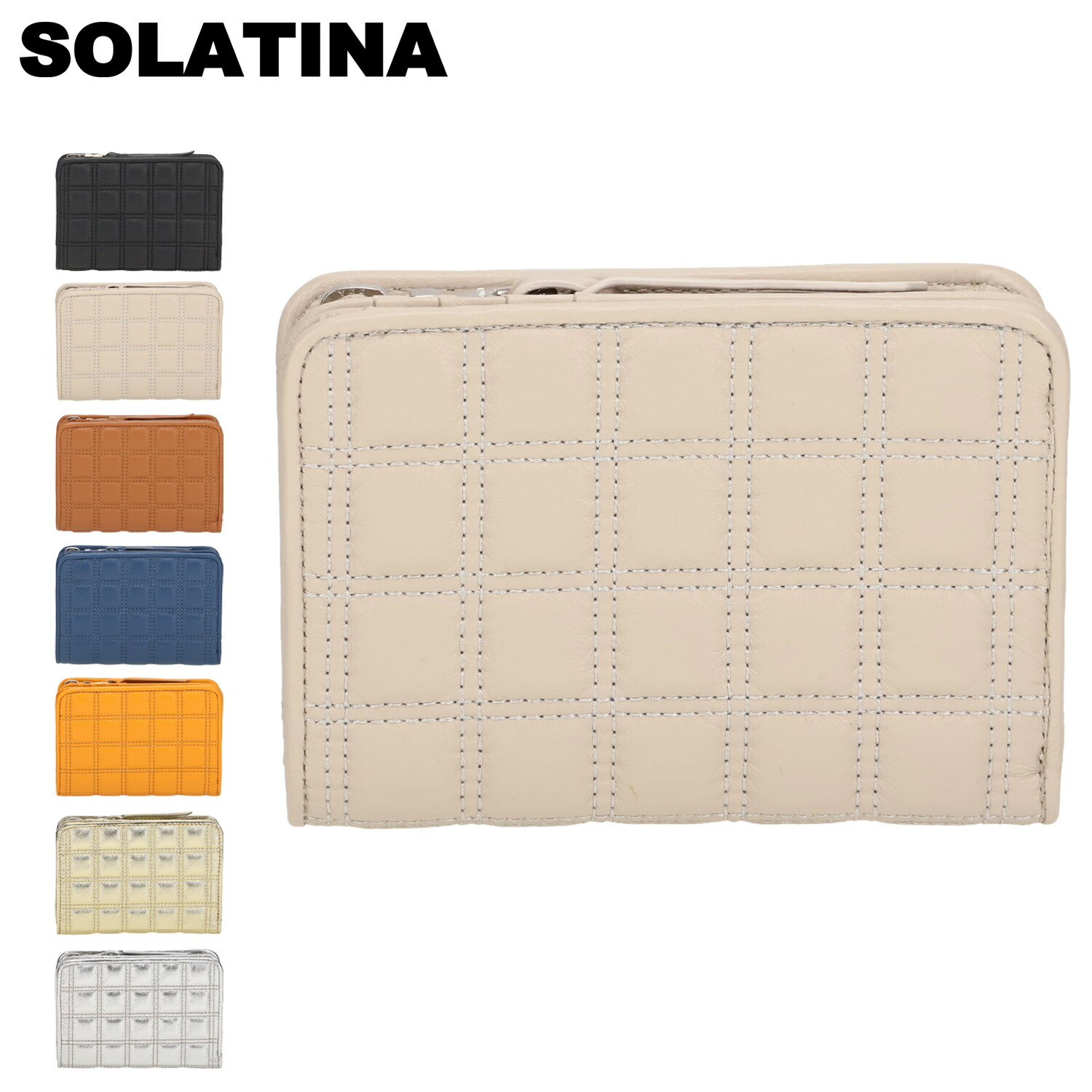 【最大1000円OFFクーポン発行中】 SOLATINA Rubiks series ミドルウォレット ソラチナ 財布 二つ折り メンズ レディース L字ファスナー 本革 ブラック アイボリー キャメル 黒 SW-39116