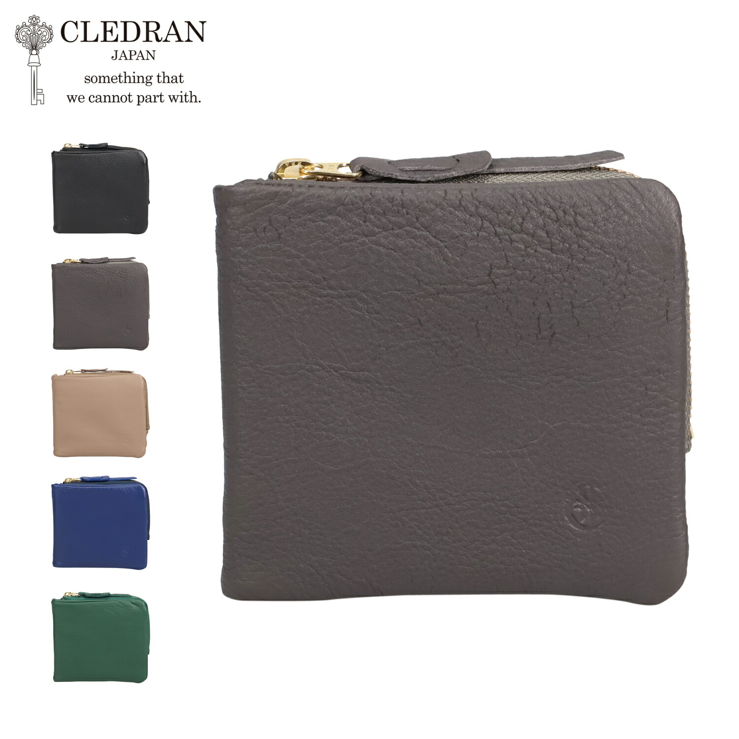 CLEDRAN HALLE WALLET クレドラン 財布 二つ折り財布 メンズ レディース 本革 軽量 コンパクト ブラック グレー ベージュ ブルー グリーン 黒 CL-3844