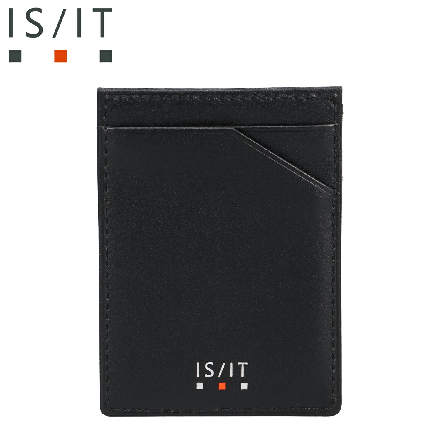 IS/IT イズイット ポリマー マネークリップ カードケース パスケース メンズ レディース 本革 牛革 キャッシュレス ブラック 黒 989601 母の日
