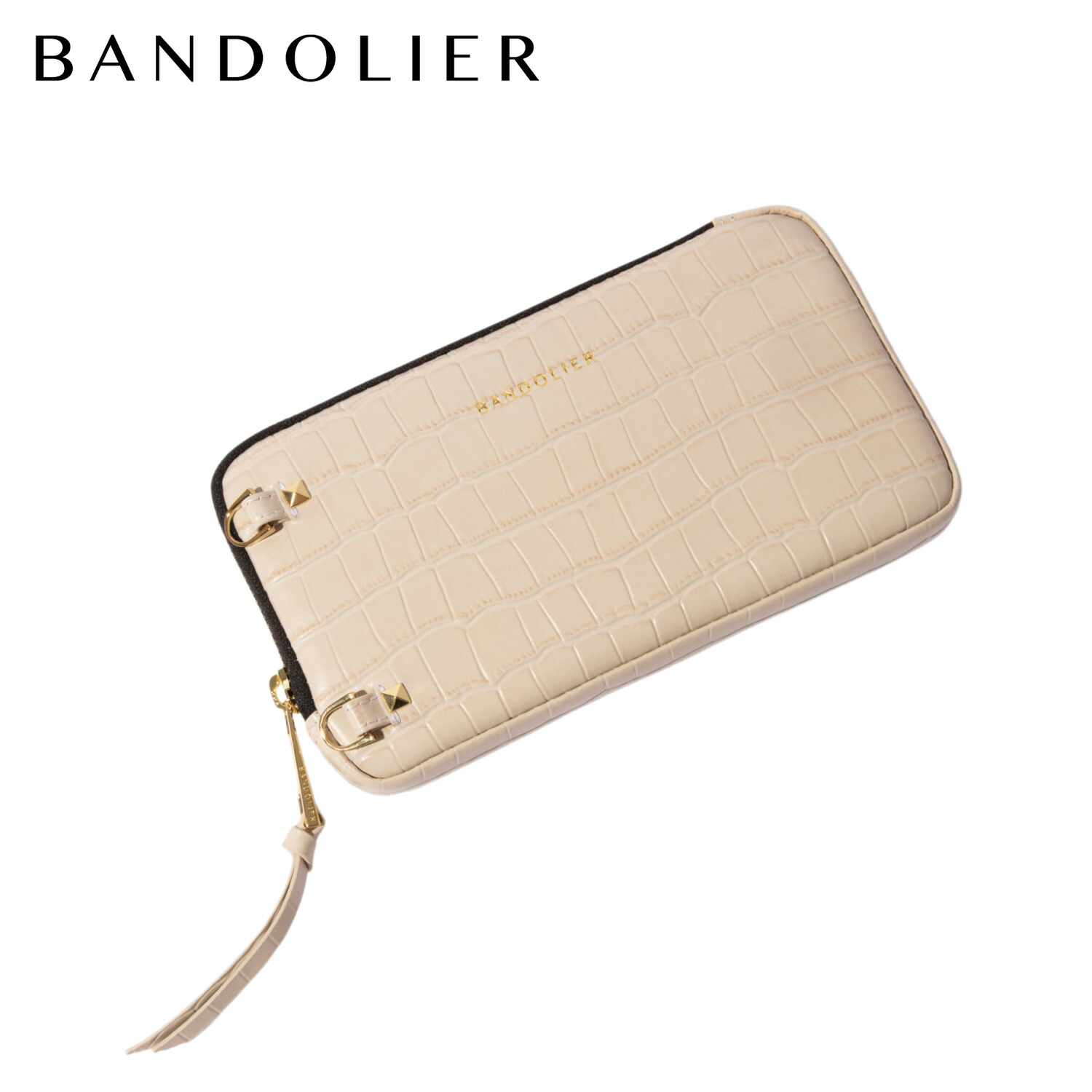 BANDOLIER EXPANDED POUCH CROC OAT GOLD バンドリヤー ポーチ 小物入れ スマホ スマートフォン 小さめ 財布 代わり エキスパンデッド ポーチ クロック オート ゴールド メンズ レディース ベージュ 21GRA 母の日