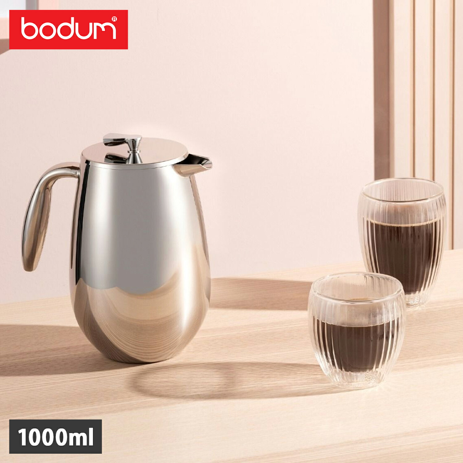 boduｍ COLUMBIA ボダム コーヒーメーカー フレンチプレス 1000ml ステンレス 8カップ用 食洗機対応 ダブルウォール シルバー 1308-16｜Goods Lab＋