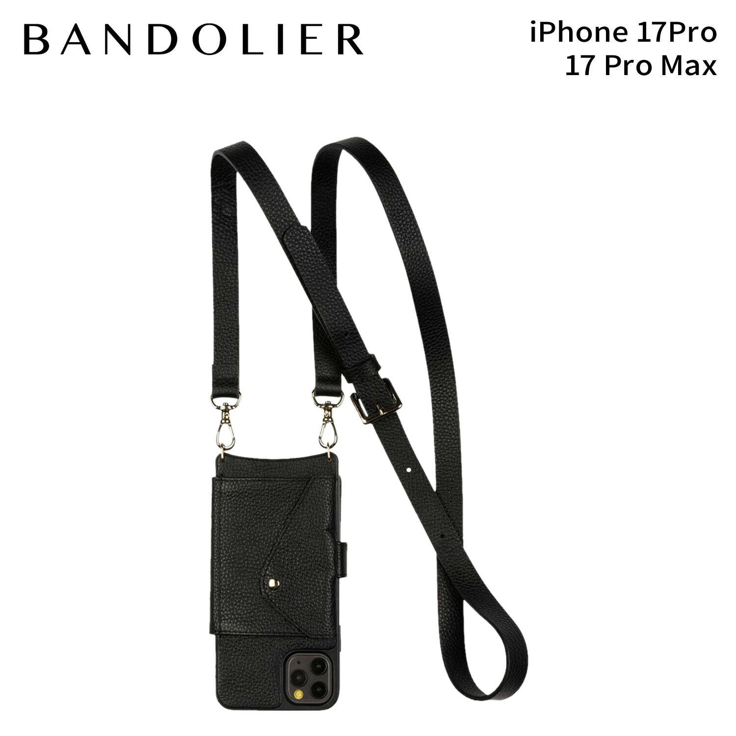 【最大1000円OFFクーポン】 BANDOLIER HAILEY FOLIO GOLD バンドリヤー スマホショルダー iPhone17Pro 17Pro Max スマホケース アイフォン ヘイリー フォリオ ゴールド メンズ レディース ブラック 黒 13HAI|Goods Lab+