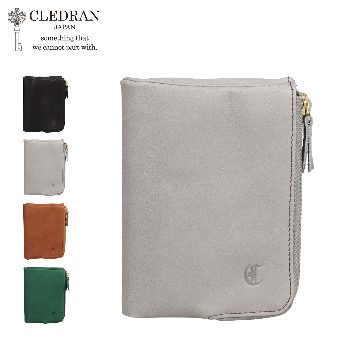 CLEDRAN REVEN WALLET クレドラン 財布 二つ折り レディース 本革 ファスナー ブラック グレー ブラウン グリーン 黒 CL3930|Goods Lab+