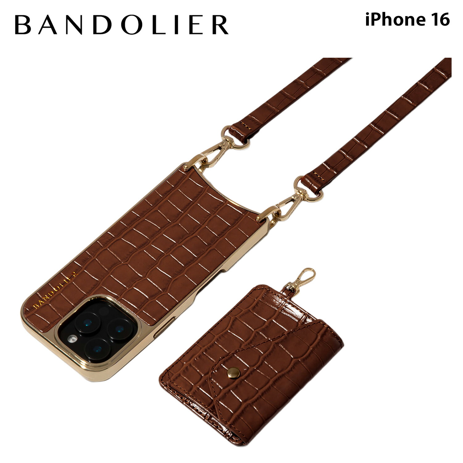 【最大1000円OFFクーポン】 BANDOLIER CASEY CHROME BROWN CROC バンドリヤー スマホショルダー iphone16 スマホケース アイフォン ケイシー マグセーフ クロコ メンズ レディース ブラウン 12CAS|Goods Lab+