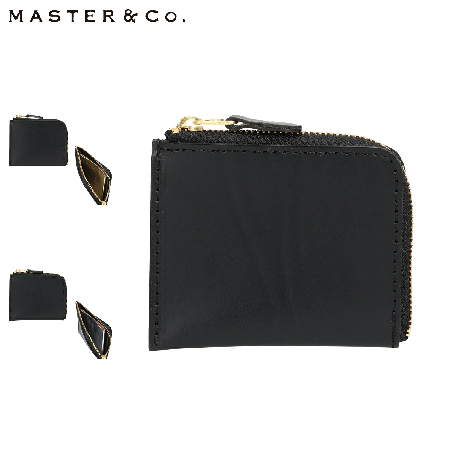 【最大1000円OFFクーポン発行中】 MASTER&Co. BUTTERO GLITTER MINI WALLET マスターアンドコー 財布 ミニ 小銭入れ コインケース メンズ レディース 本革 コンパクト 日本製 ブラック 黒 MC1549