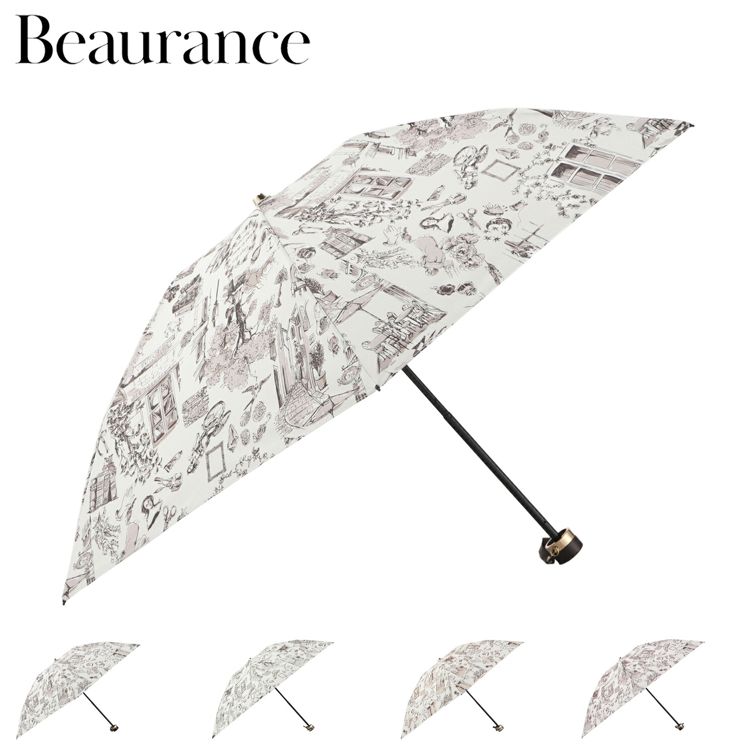 【最大1000円OFFクーポン】 Beaurance ビューランス 日傘 折りたたみ傘 晴雨兼用 プリント夢が棲む場所 レディース 50cm 軽量 遮光 遮熱 UVカット 東レ サマーシールド ブラウン グリーン オレンジ ピンク 1BH 27751｜Goods Lab＋