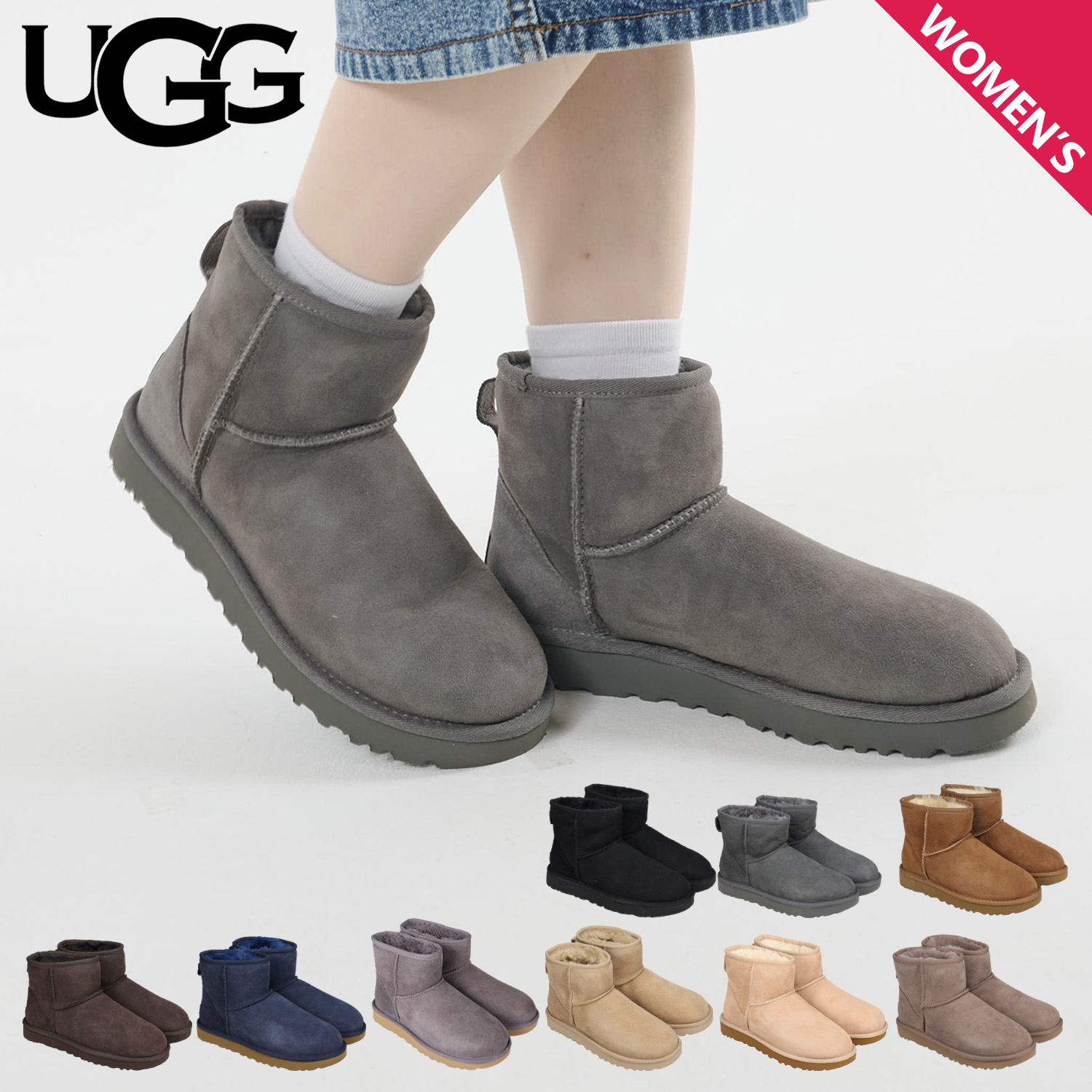 ショートブーツ・ブーティ UGG FW24 (1016222 GREY) UGG アグ ムートンブーツ レディース クラシックミニ II 1016222