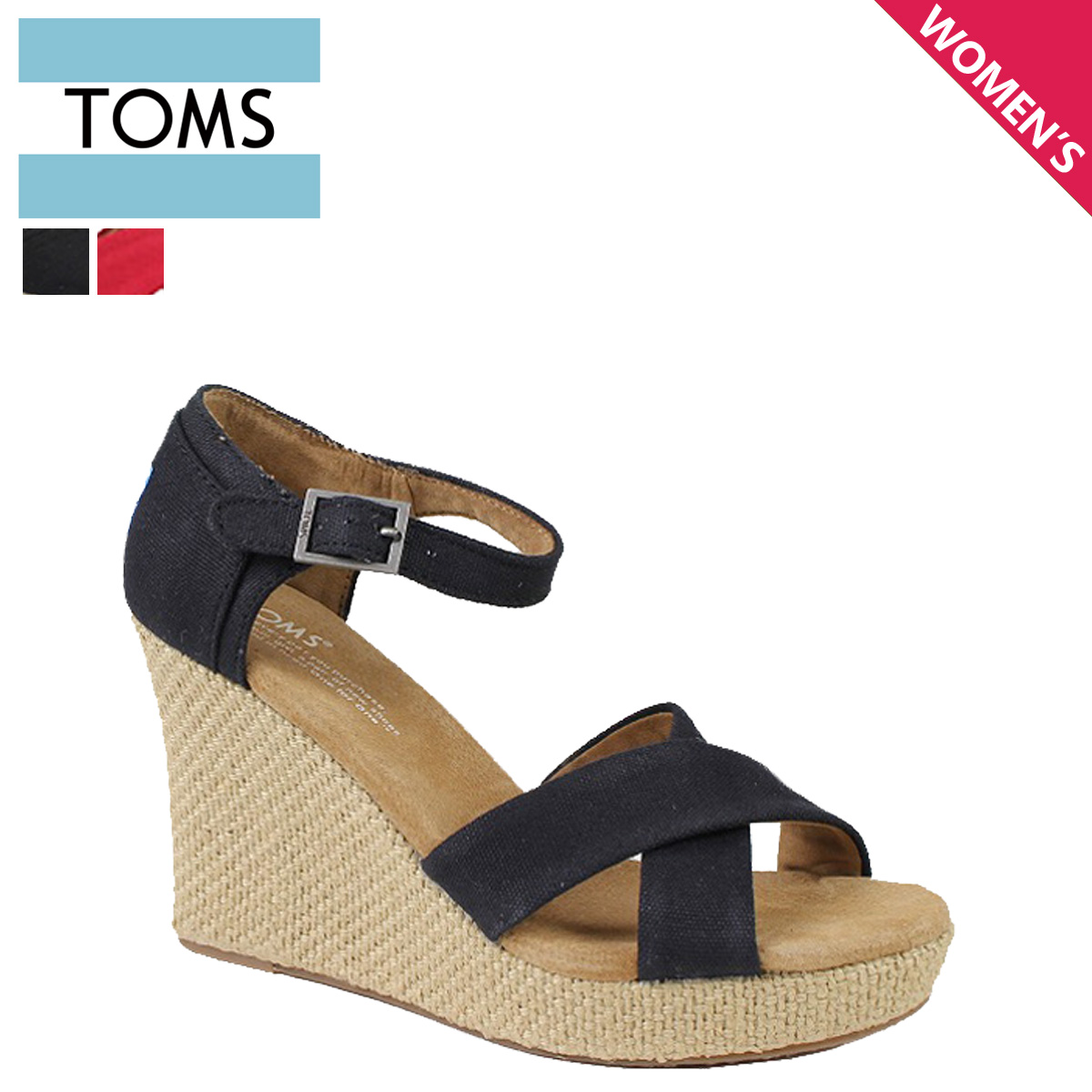 Black Canvas Womens Strappy Wedges 
