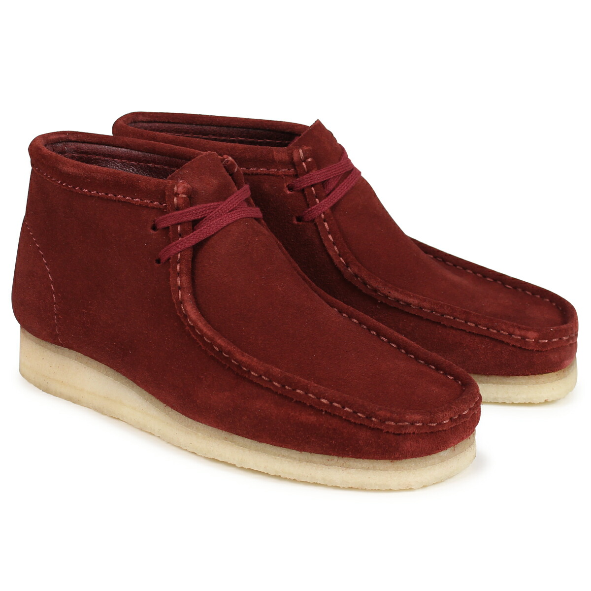 maroon clarks wallabees