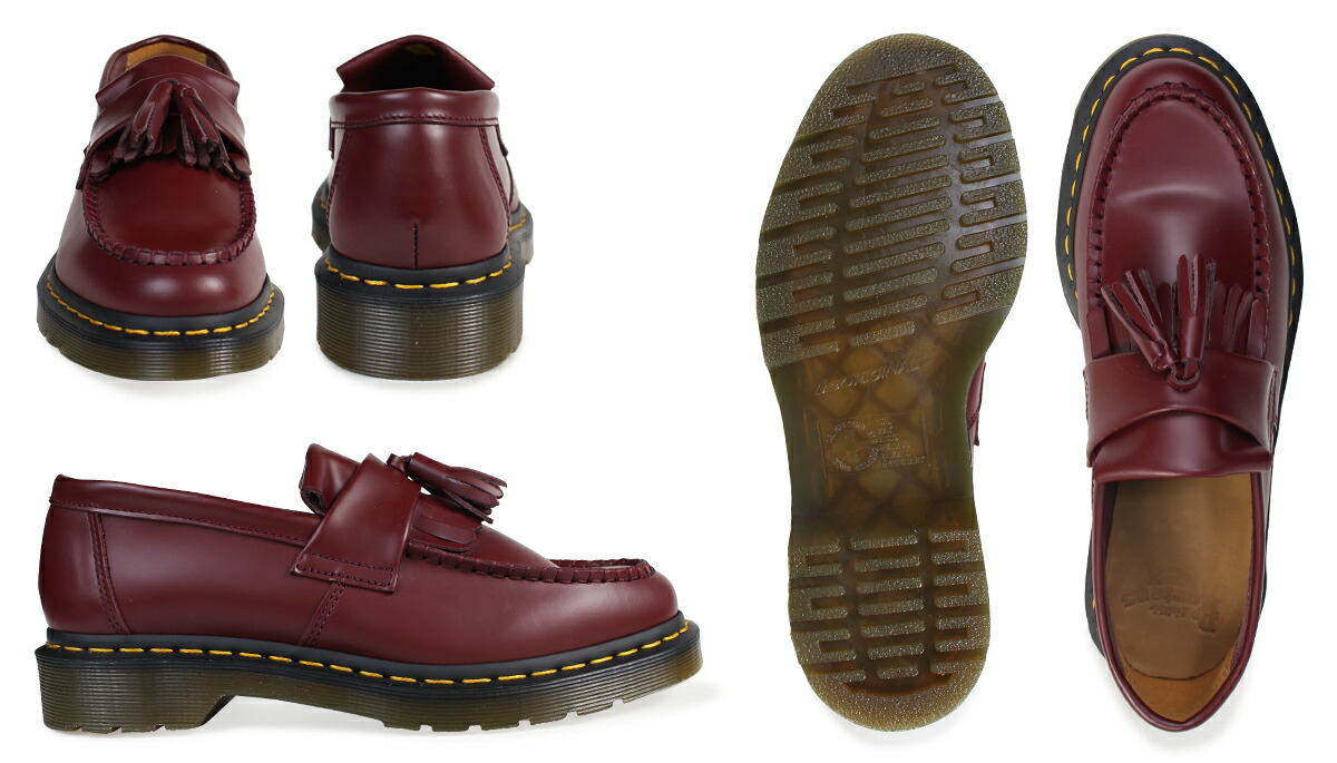 dr martens adrian tassel loafers in burgundy