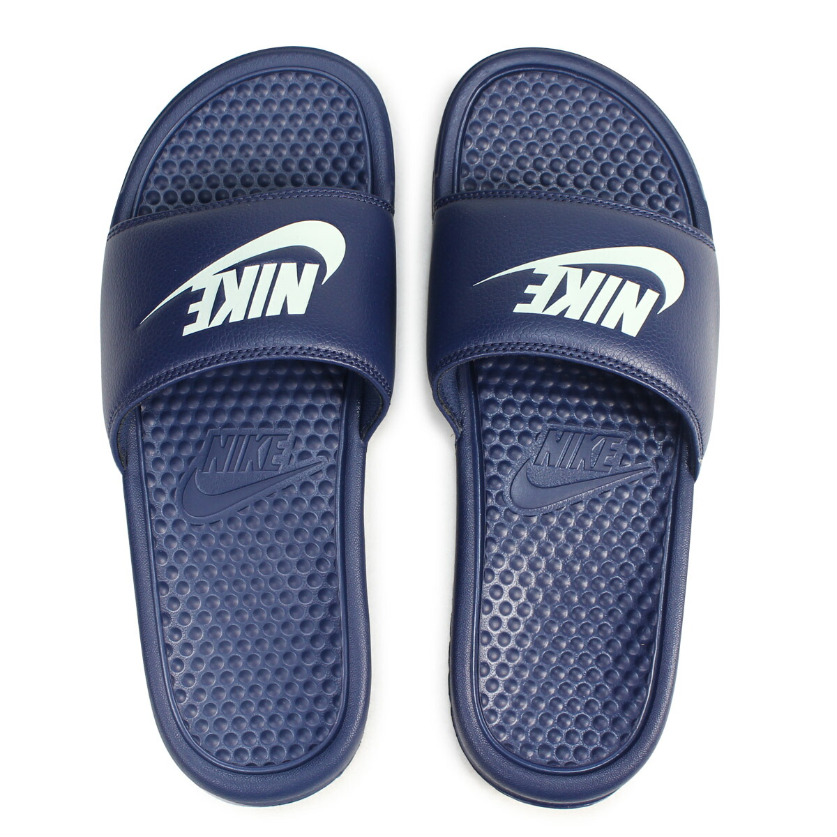 navy blue nike flip flops