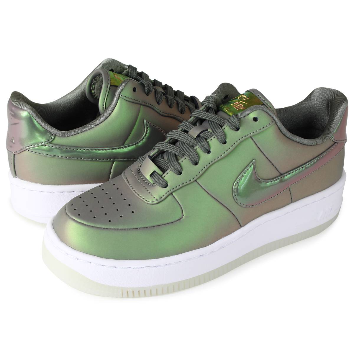 metallic green air force ones