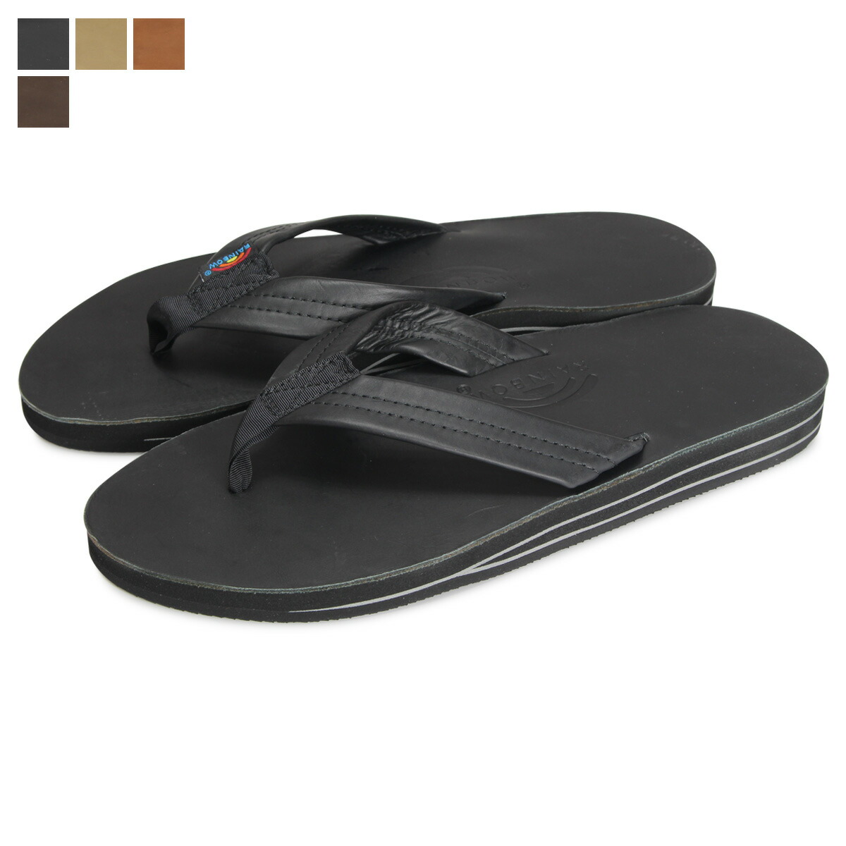 black leather rainbow sandals