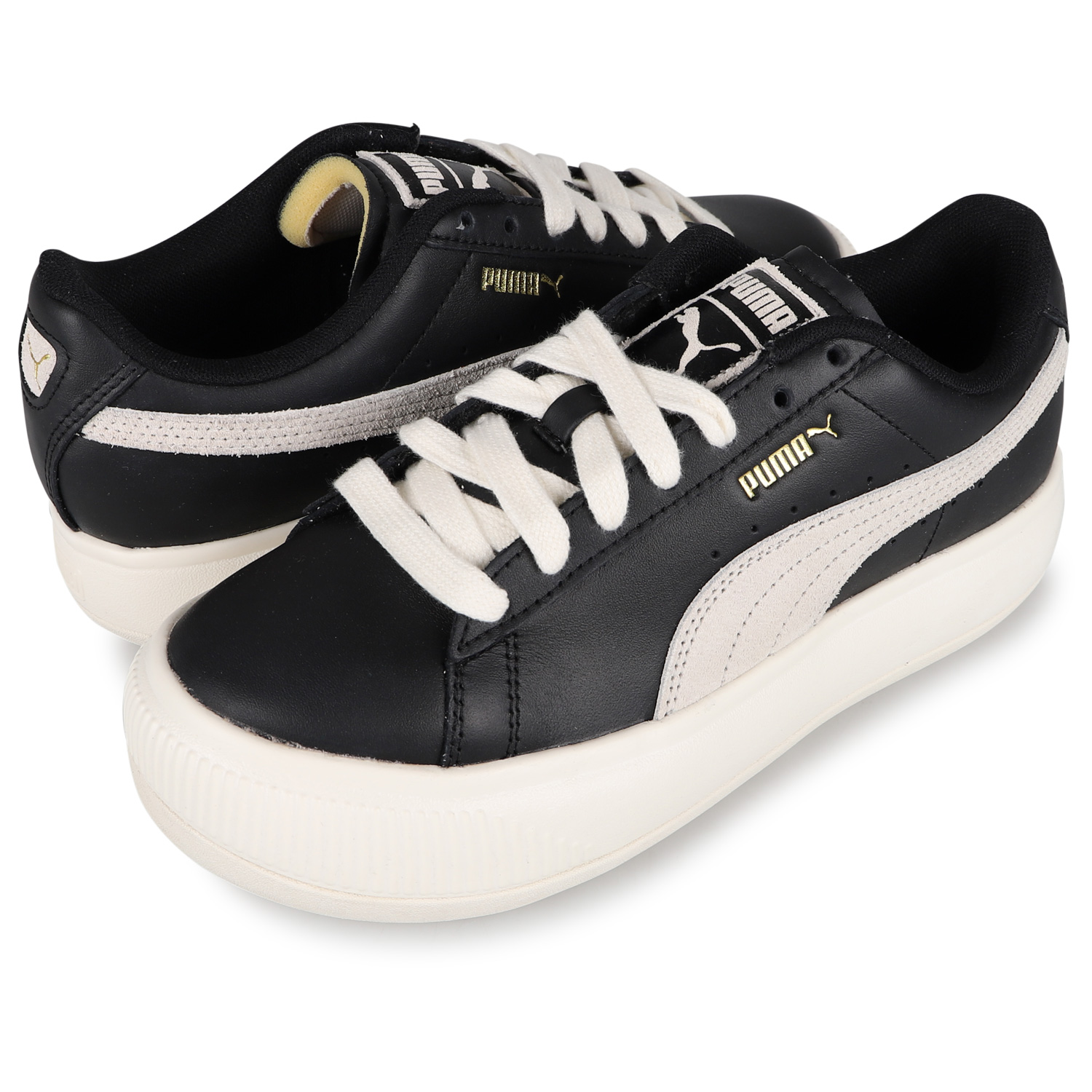 楽天市場 最大1000円offクーポン Puma Wmns Suede Mayu Leather プーマ スウェード マユ レザー スニーカー レディース 厚底 スエード ブラック 黒 02 Goods Lab