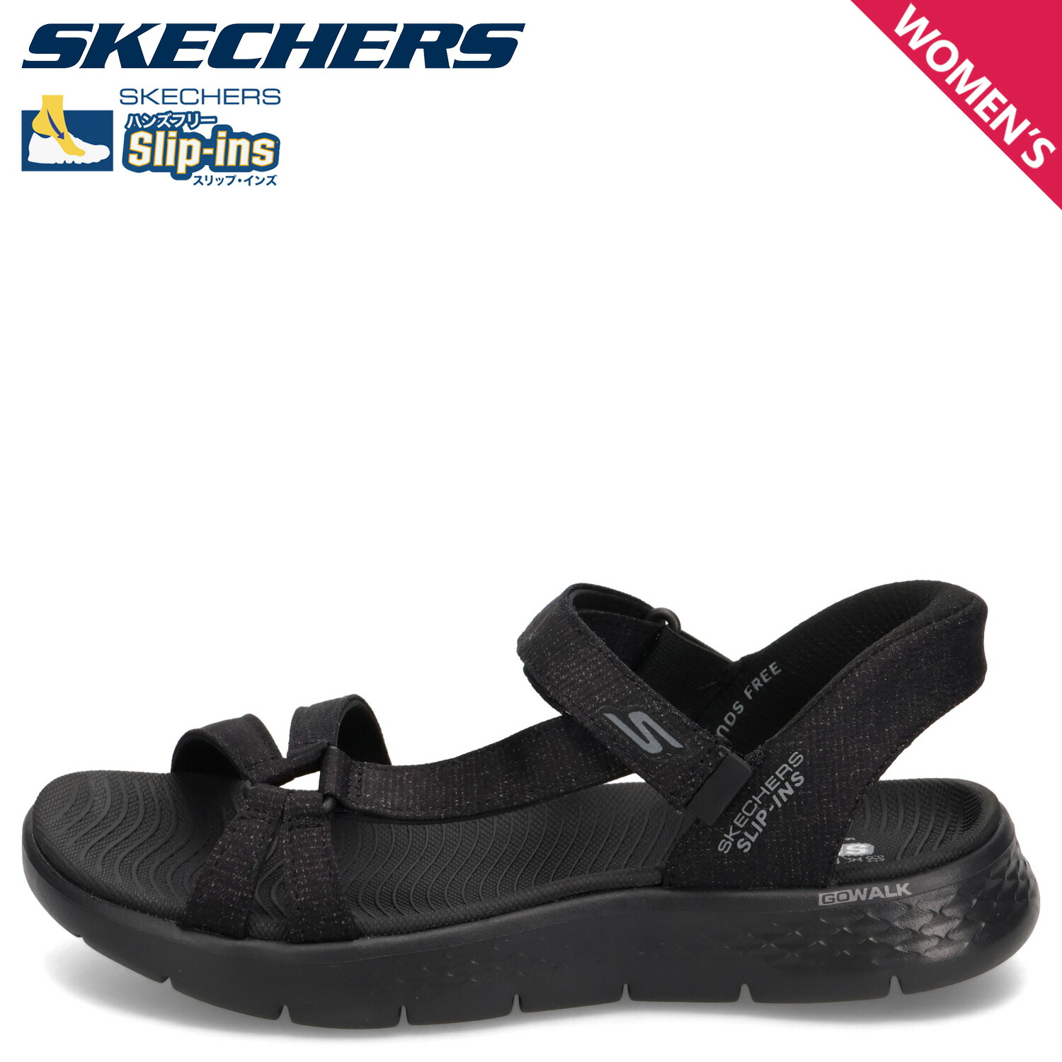 SKECHERS Slip-ins GO WALK FLEX SANDAL ILLUMINATE スケッチャーズ スリップインズ ゴーウォーク フレックス サンダル スポーツサンダル レディース ブラック 黒 141481 母の日