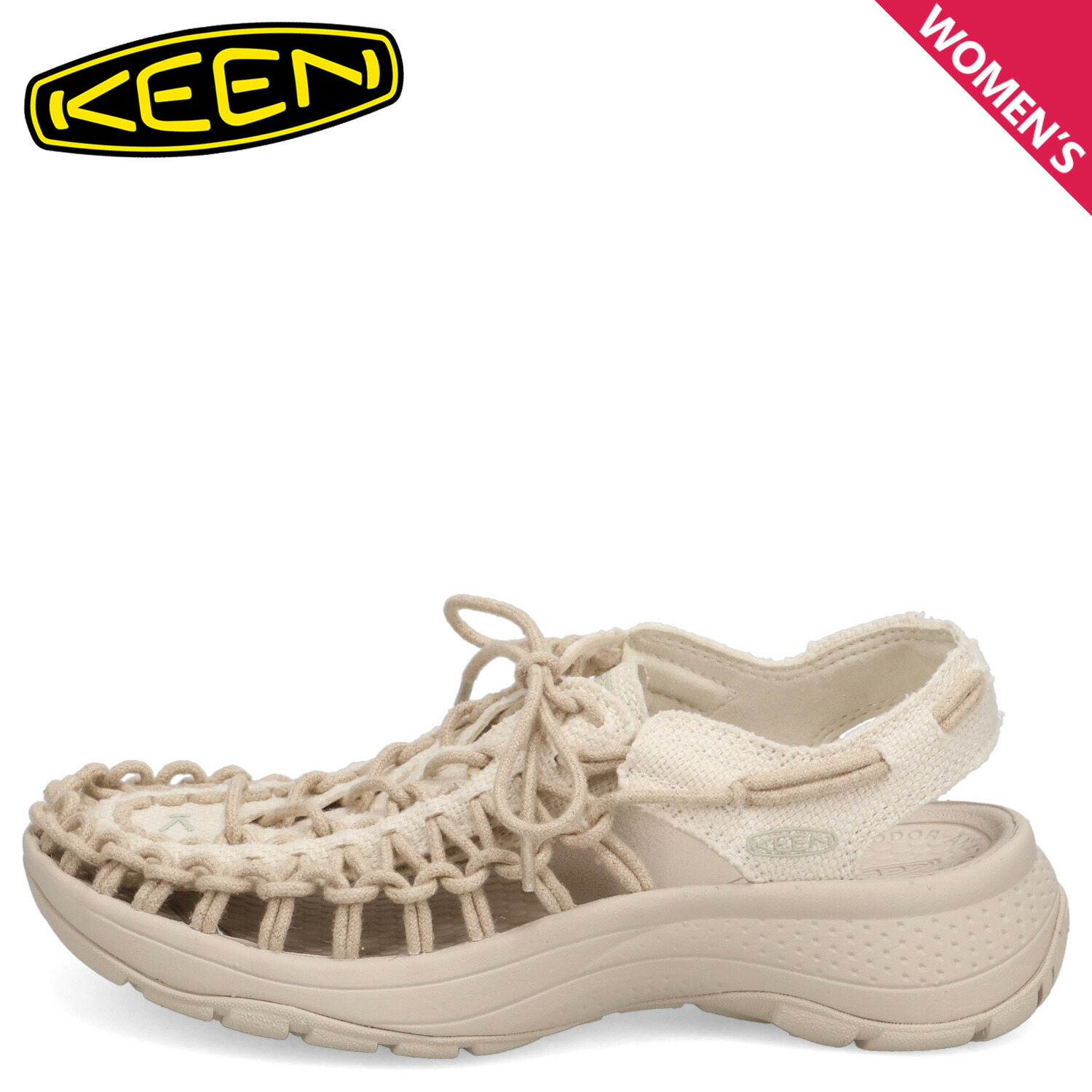 【最大1000円OFFクーポン発行中】 KEEN WOMENS UNEEK ASTORIA CANVAS キーン ウィメンズ ユニーク アストリア キャンバス サンダル スポーツサンダル レディース 軽量 オフ ホワイト 1030390 母の日