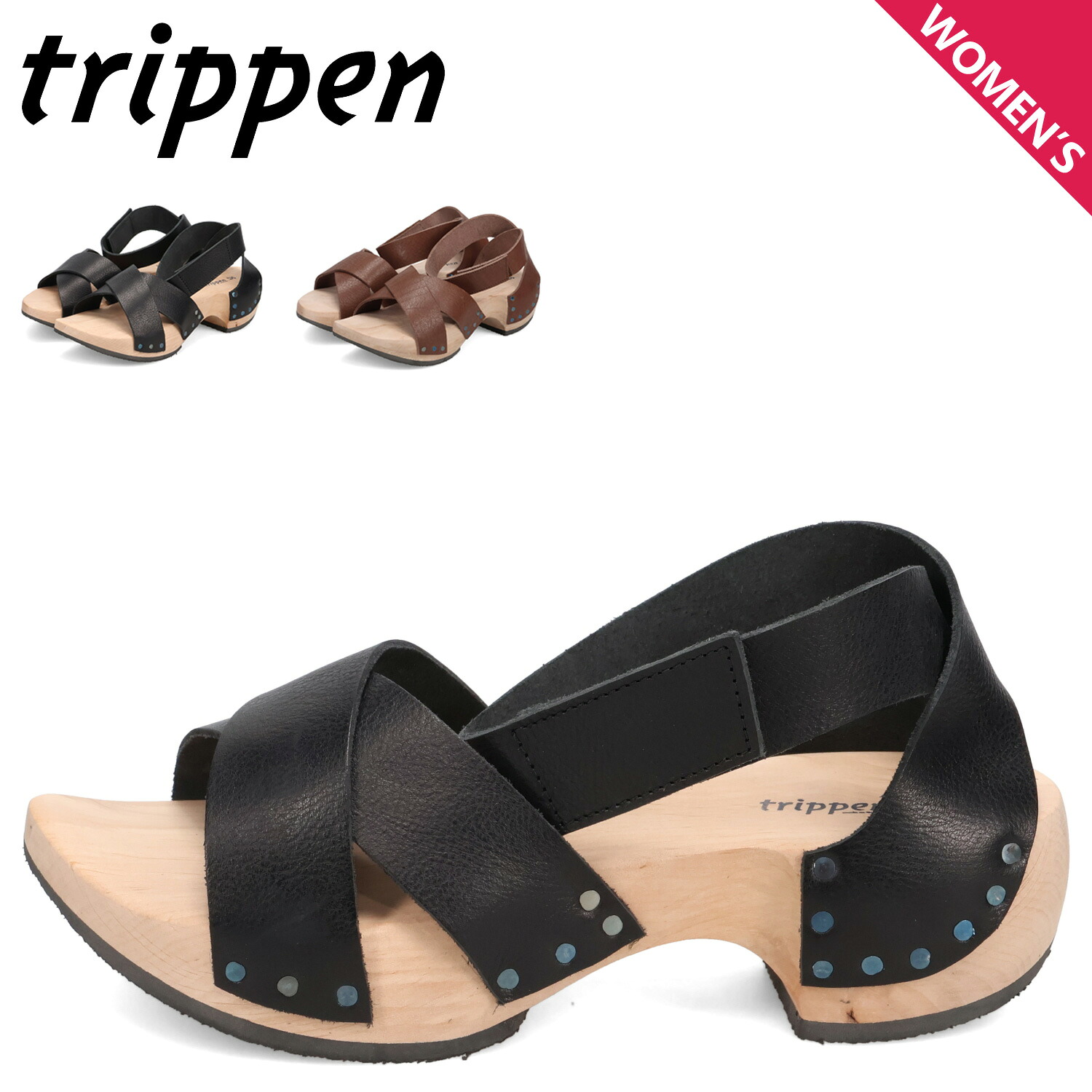 【最大1000円OFFクーポン】 trippen LUCID-WAW251 トリッペン サンダル ウッドサンダル レザーサンダル レディース 本革 2Eワイズ ブラック ブラウン 黒 602-1031｜Goods Lab＋