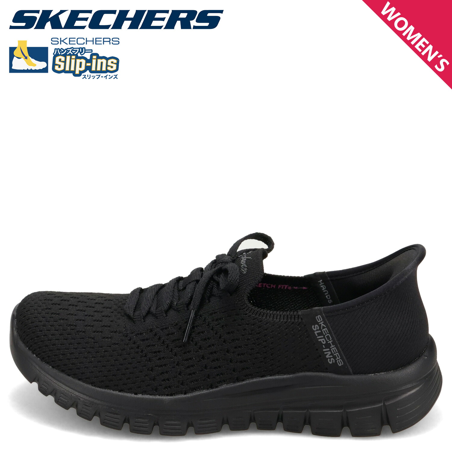 【最大1000円OFFクーポン】 SKECHERS SLIP-INS GRACEFUL スケッチャーズ スリップインズ グレースフル ファースト ブラッシュ スニーカー レディース ブラック 黒 100736｜Goods Lab＋