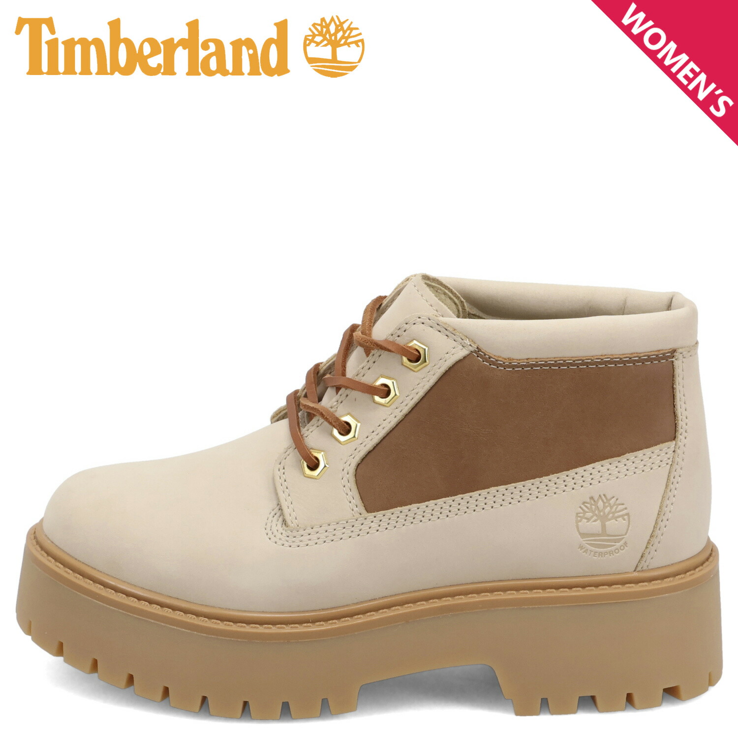 Timberland STONE STREET CHUKKA WP ティンバーランド ブーツ チャッカブーツ ストーン ストリート ウォータープルーフ レディース Wワイズ 厚底 防水 ベージュ A2HA9 母の日