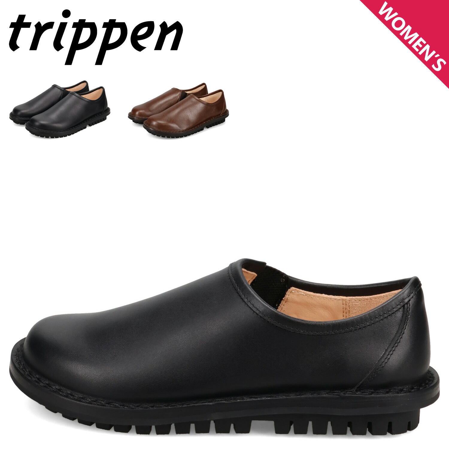 trippen YEN-BOX252 トリッペン スリッポン レザーシューズ イェン レディース 本革 ブラック ブラウン 黒 601-4738 母の日