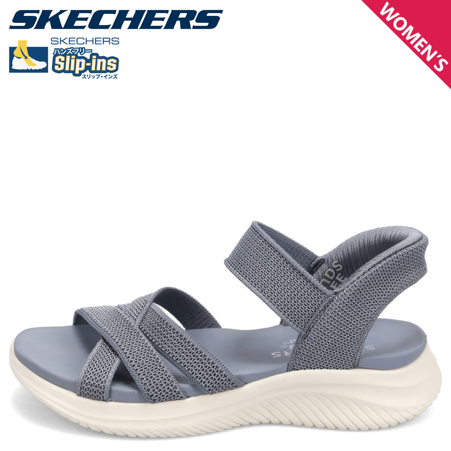 SKECHERS HANDS FREE SLIP-INS ULTRA FLEX 3.0 SANDAL FOREVER BETTER スケッチャーズ スリップインズ ウルトラ フレックス 3.0 フォーエバー ベター サンダル ストラップサンダル レディース 疲れない ネイビー 164085