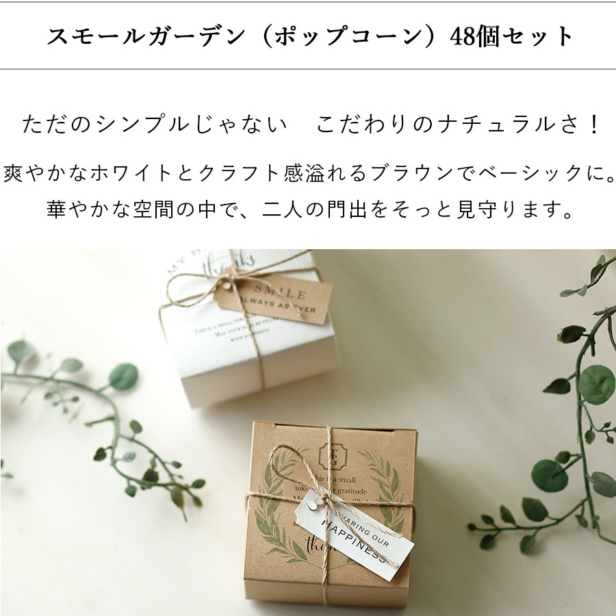 送料無料 ウェルカムボード ウェディング 記念日 結婚式 お見送り 記念品 ウェルカムスペース 48個セット かわいい 引き出物 ポップコーン ギフト 名入れ お菓子 スモールガーデン プチギフト おしゃれ 名前入り