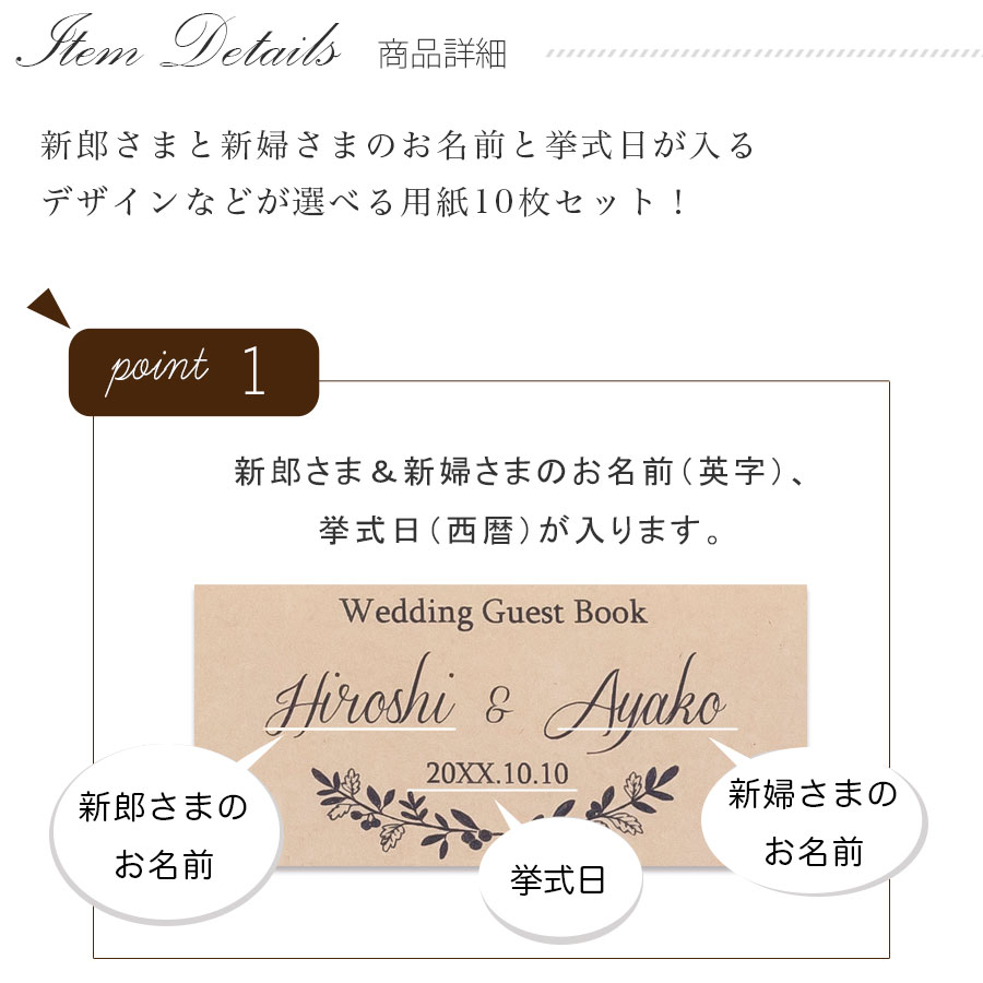 市場 メール便送料無料 ゲストブック 用紙のみ 芳名帳 ウェディング 結婚式 おしゃれ 10枚セット 名前のみ