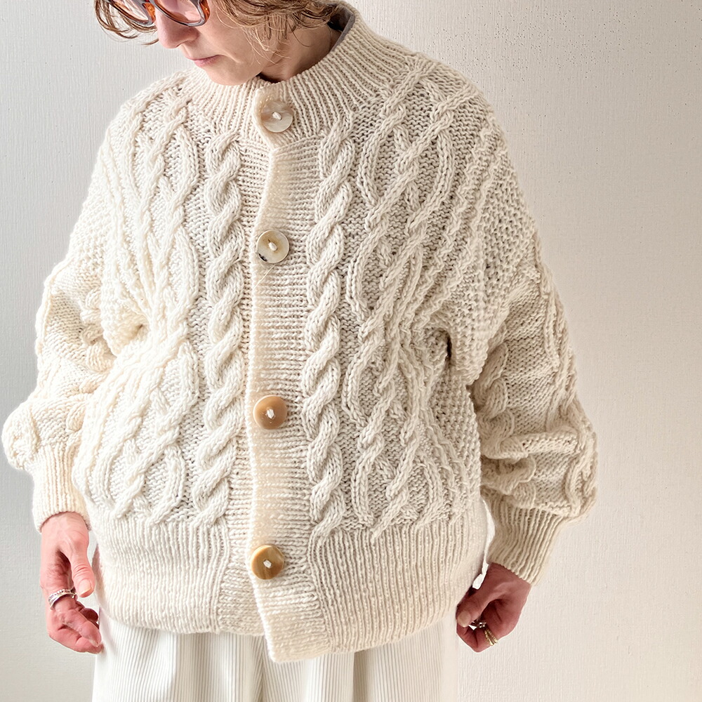 楽天市場】ペルー製 アルパカ ポップケーブルカーディガン レディース