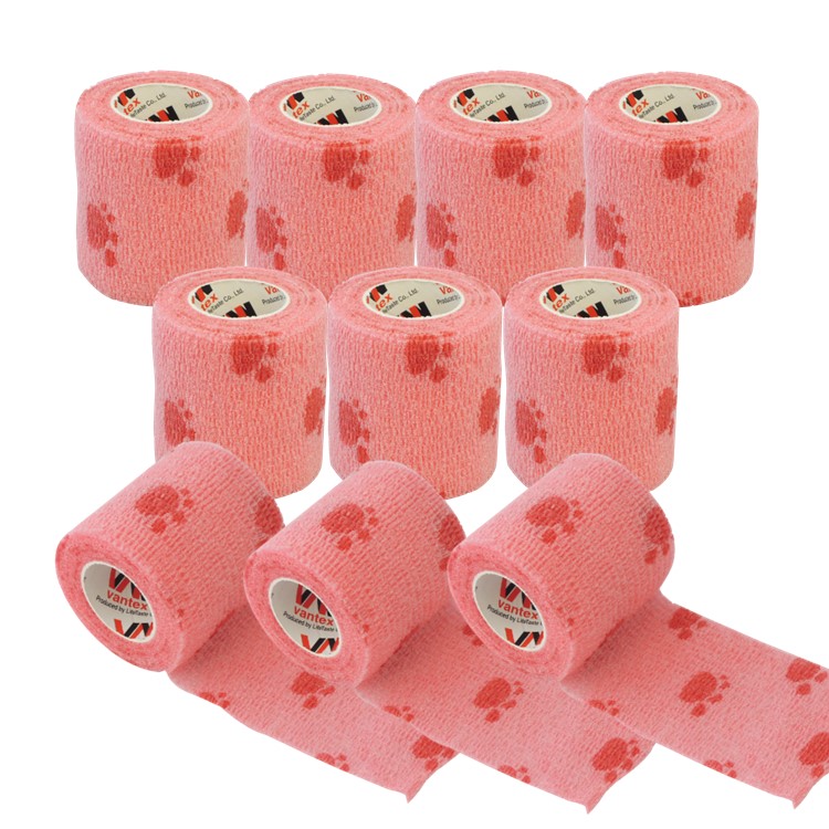 ブランド品専門の 数量 色限定 特別価格 Vantex 自着性伸縮包帯 クイックテープ 動物病院でも使われるかわいい肉球のデザイン ラテックスフリー 50mm 3m 48個入り 伸ばしてピタッと 付く包帯 送料無料 カラー包帯 Toyama Nozai Co Jp