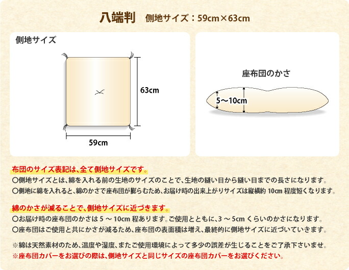 楽天市場 座布団打ち直し 八端判 生成り 5枚組 寝具 座布団 専門店わたや森